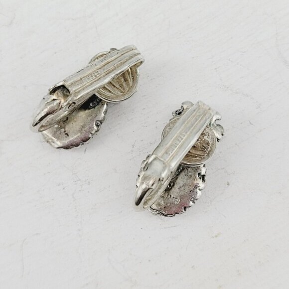 Vintage Pineapple Sterling Silver Earrings & Stick Pin Set Clip On 9.45 grams - Picture 5 of 8